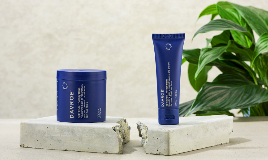 Introducing Davroe Split Ends Therapy Balm Nourishing balm to reconstruct, seal, and prevent the return of split hair fibres.